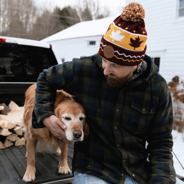 Upstate of Mind Maple Leaf Pom Beanie