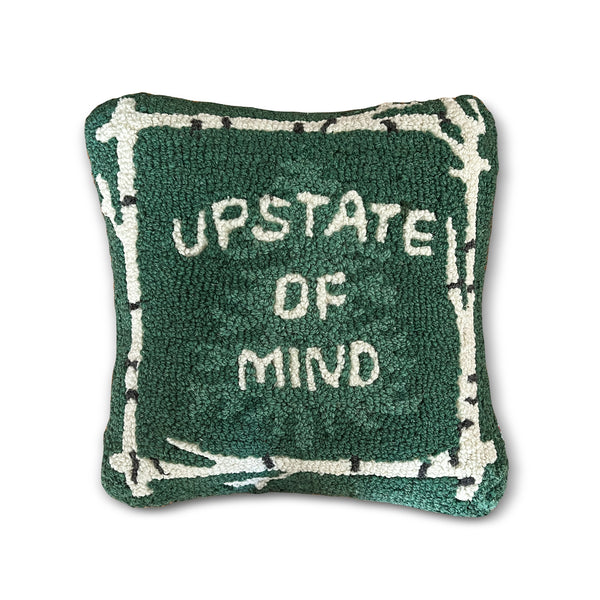 Upstate of Mind Handmade Hooked Wool Decor Pillow made by Chandler4Corners in Vermont, North East, USA.