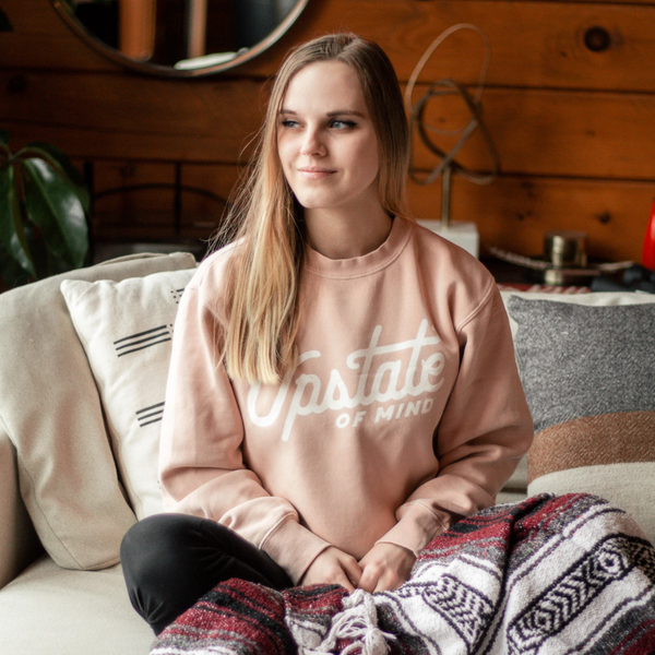 Upstate of Mind - Heritage Script Crewneck - Dusty Rose