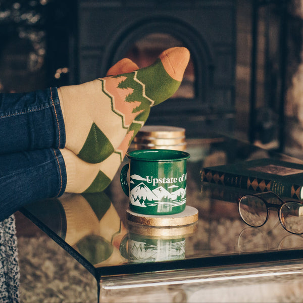 Upstate of Mind Mountain Range Enamel Mug - Green