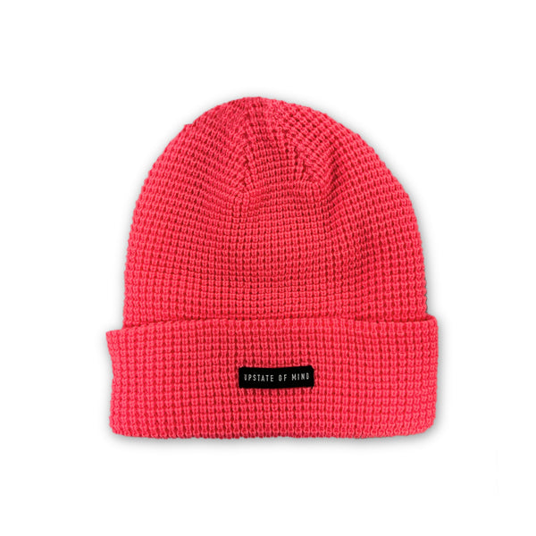 Nomad Waffle Knit Beanie - Bright Coral