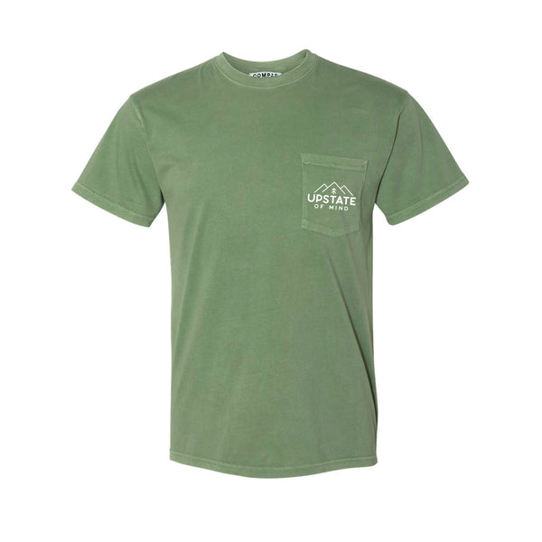 Upstate of Mind Mountain Range Pocket Tee - Mossy Green